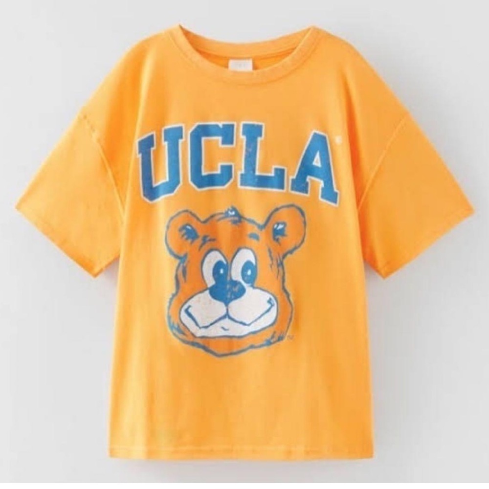 ZARA x UCLA Collab T-Shirt Gold Joe Bear Cotton Tee
